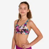 DECATHLON Dievčenský vrchný diel plaviek Nora 500 čierny s motívom 8-9 r (131-140 cm) · záber 1