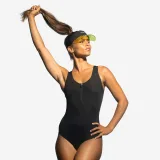 DECATHLON Dámske jednodielne plavky Lio na cvičenie vo vode čierne XS · záber 1