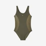 DECATHLON Dámske jednodielne plavky Kimi kaki-zlatisté M-L · záber 2