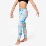 DOMYOS Dievčenské legíny na gymnastiku s vysokým pásom – biele 5-6 r (113-122 cm) · záber 1