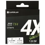CAPERLAN Spletaná šnúra na prívlač TX4 kaki 130 m 16/100 · záber 2