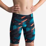NABAIJI Chlapčenské plavky Jammer Fitib, čierno-tyrkysovo-červené 10-11 r (141-150 cm) · záber 1