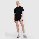 Dámské tričko crop top z vaflové pleteniny - černé · záber 2