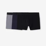 DECATHLON Pánske bavlnené boxerky čierno-sivo-modré 3 ks M · záber 1