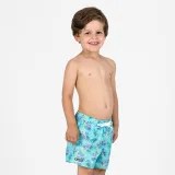 DECATHLON Chlapčenské šortkové plavky 100 s palmovým vzorom tyrkysové 5-6 r (113-122 cm) · záber 1