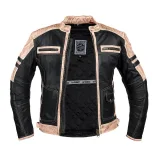 Pánska kožená bunda W-TEC Esbiker Farba čierna s béžovými pruhmi, · záber 3