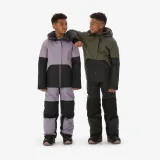 DREAMSCAPE Chlapčenská snowboardová bunda SNB 500 dlhá a veľmi odolná kaki 12 rokov · záber 1