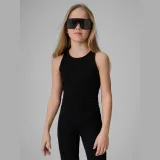 Dívčí slim crop top hladký - černý · záber 1