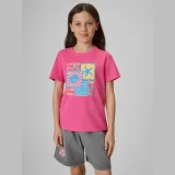 T-shirt regular s potiskem dívčí - růžové · záber 1