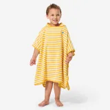 DECATHLON Detské pončo na kúpanie pruhované žlté 3-5 r (95-112 cm) · záber 1