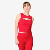 DOMYOS Dámske fitness crop tielko tmavočervené XS · záber 1