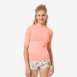 DECATHLON Dámske tričko 100 s UV ochranou na surfovanie koralovočervené M · záber 1