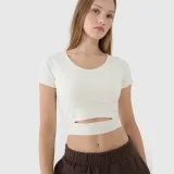 Dámské hladké tričko crop top - bílé · záber 2