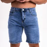 Pánske rifľové kraťasy Iron Aesthetics Denim Stretch, modré · záber 5