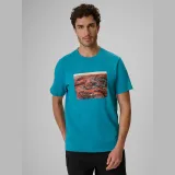 T-shirt regular s potiskem pánské - tyrkysové · záber 1