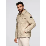 Pánska bunda s kapucňou OMBRE Jacket OM-JALP-0215 V-1 beige · záber 2