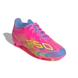 Chlapecké fotbalové kopačky outdoorové ADIDAS F50 League Jr FG MG lucid pink lucid lemon blue fusion · záber 1
