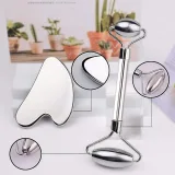 Masážna kovová súprava Face roller a Gua Sha inSPORTline Comesta Set · záber 4