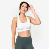 DECATHLON Dámska podprsenka s prekríženými ramienkami biela XS · záber 1