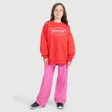 Dívčí oversize tepláková mikina bez zipu bez kapuce - červená · záber 2