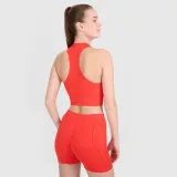 Dámský sportovní crop-top slim bezšvový - červený · záber 2