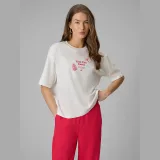 T-shirt regular s potlačou dámsky - biely · záber 5