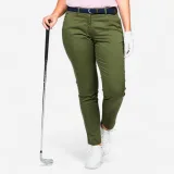 INESIS Dámske bavlnené golfové chino nohavice MW500 hnedé kaki XS-S (L30) · záber 1