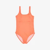 DECATHLON Dievčenské jednodielne textúrované plavky 500 Elea koralové 8-9 r (131-140 cm) · záber 2