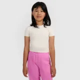 Dívčí slim crop top hladký - bílý · záber 1