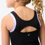 DOMYOS Elastický gymnastický overal pre dievčatá čierno-fialový 12-13 r (149-159 cm) · záber 2