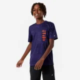 DECATHLON Detské športové tričko priedušné tmavofialové 12-13 r (151-160 cm) · záber 1