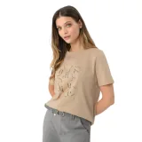 Dámské tričko s krátkým rukávem VOLCANO T-UNIQ-BEIGE · záber 1